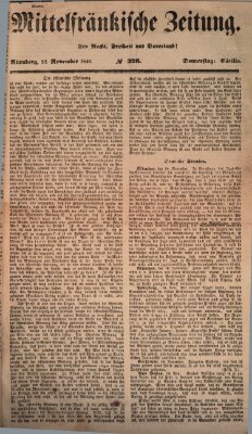 Mittelfränkische Zeitung für Recht, Freiheit und Vaterland (Fränkischer Kurier) Donnerstag 22. November 1849