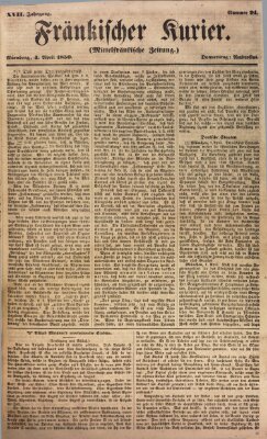 Fränkischer Kurier Donnerstag 4. April 1850