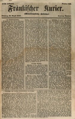 Fränkischer Kurier Samstag 31. August 1850