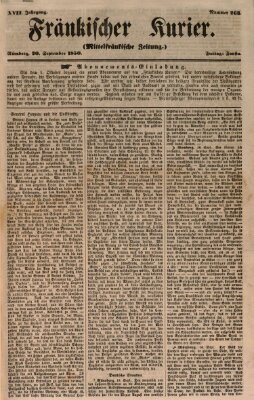 Fränkischer Kurier Freitag 20. September 1850