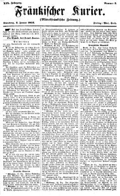 Fränkischer Kurier Freitag 2. Januar 1852