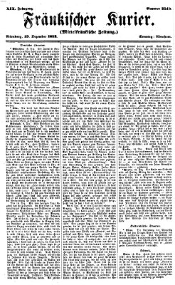 Fränkischer Kurier Sonntag 19. Dezember 1852