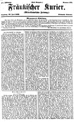 Fränkischer Kurier Mittwoch 22. Juni 1853