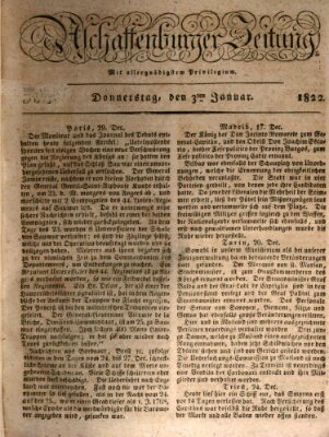Aschaffenburger Zeitung Donnerstag 3. Januar 1822