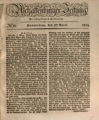 Aschaffenburger Zeitung Donnerstag 3. April 1823