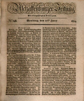Aschaffenburger Zeitung Montag 21. Juni 1824