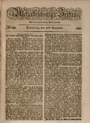 Aschaffenburger Zeitung Dienstag 27. November 1832