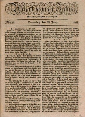 Aschaffenburger Zeitung Samstag 8. Juni 1833