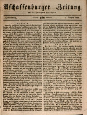 Aschaffenburger Zeitung Donnerstag 7. August 1834