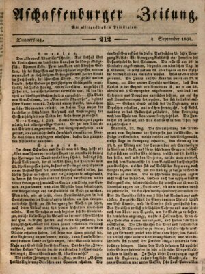 Aschaffenburger Zeitung Donnerstag 4. September 1834