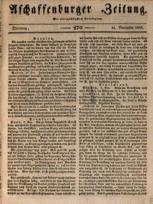 Aschaffenburger Zeitung Dienstag 11. November 1834