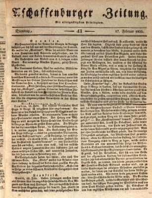 Aschaffenburger Zeitung Dienstag 17. Februar 1835