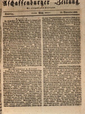 Aschaffenburger Zeitung Dienstag 29. September 1835