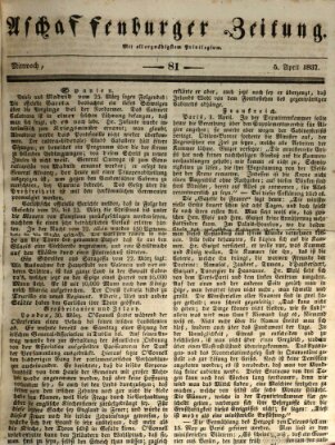 Aschaffenburger Zeitung Mittwoch 5. April 1837