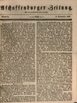 Aschaffenburger Zeitung Mittwoch 6. September 1837