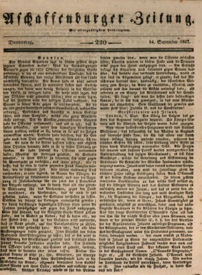 Aschaffenburger Zeitung Donnerstag 14. September 1837