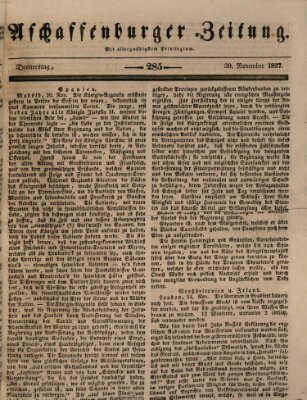 Aschaffenburger Zeitung Donnerstag 30. November 1837