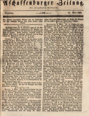 Aschaffenburger Zeitung Dienstag 13. März 1838