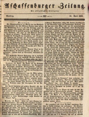 Aschaffenburger Zeitung Montag 16. April 1838