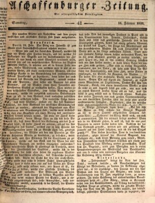 Aschaffenburger Zeitung Samstag 16. Februar 1839