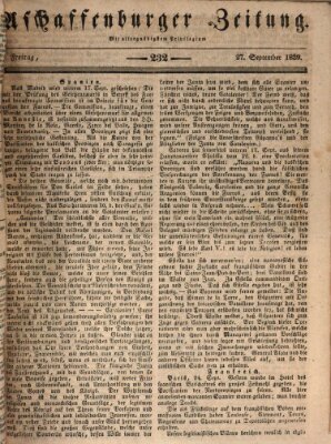 Aschaffenburger Zeitung Freitag 27. September 1839