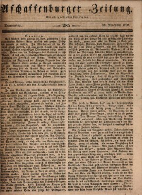 Aschaffenburger Zeitung Donnerstag 28. November 1839