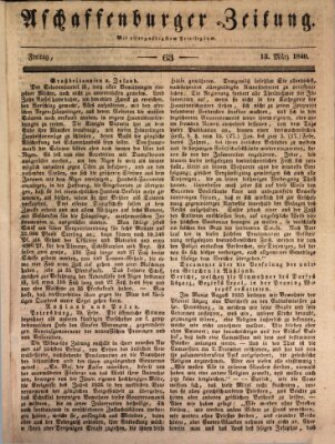 Aschaffenburger Zeitung Freitag 13. März 1840