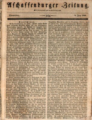 Aschaffenburger Zeitung Donnerstag 9. Juli 1840