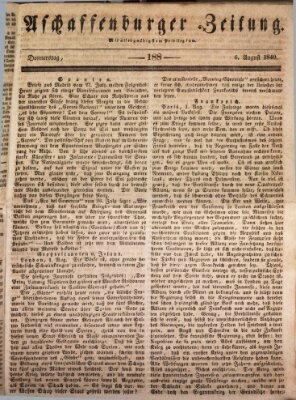 Aschaffenburger Zeitung Donnerstag 6. August 1840