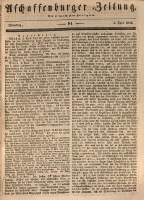 Aschaffenburger Zeitung Dienstag 5. April 1842