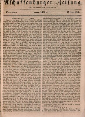 Aschaffenburger Zeitung Donnerstag 23. Juni 1842