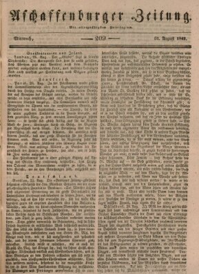 Aschaffenburger Zeitung Mittwoch 31. August 1842