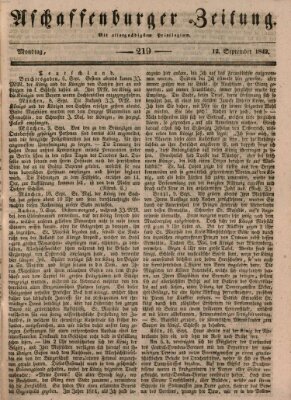 Aschaffenburger Zeitung Montag 12. September 1842