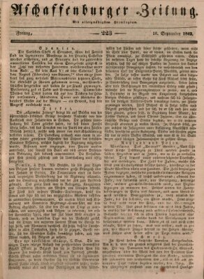 Aschaffenburger Zeitung Freitag 16. September 1842