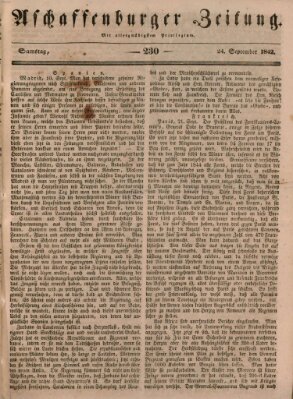 Aschaffenburger Zeitung Samstag 24. September 1842