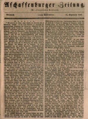 Aschaffenburger Zeitung Mittwoch 13. September 1843