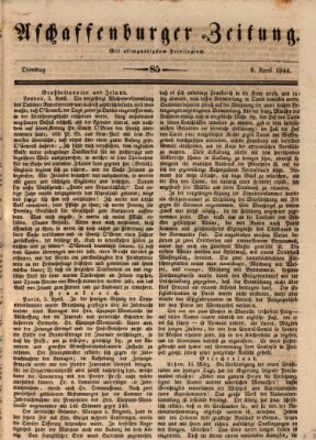 Aschaffenburger Zeitung Dienstag 9. April 1844
