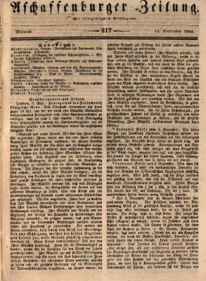 Aschaffenburger Zeitung Mittwoch 11. September 1844