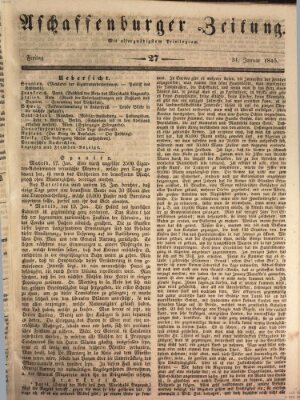 Aschaffenburger Zeitung Freitag 31. Januar 1845