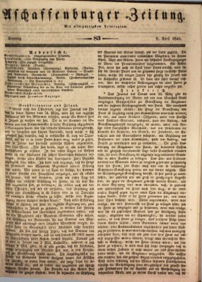 Aschaffenburger Zeitung Sonntag 6. April 1845