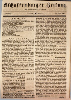 Aschaffenburger Zeitung Donnerstag 12. Juni 1845