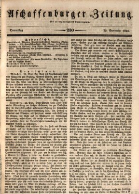 Aschaffenburger Zeitung Donnerstag 25. September 1845