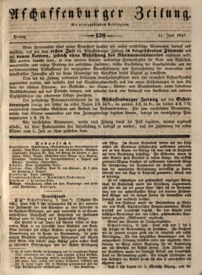 Aschaffenburger Zeitung Freitag 11. Juni 1847