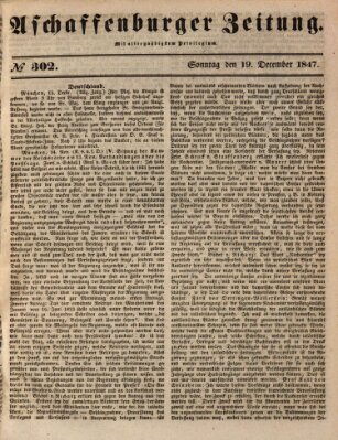 Aschaffenburger Zeitung Sonntag 19. Dezember 1847
