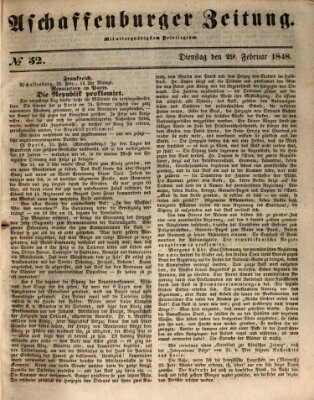 Aschaffenburger Zeitung Dienstag 29. Februar 1848