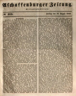 Aschaffenburger Zeitung Freitag 18. August 1848