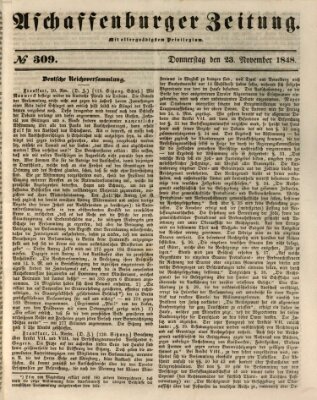 Aschaffenburger Zeitung Donnerstag 23. November 1848