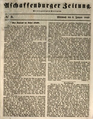 Aschaffenburger Zeitung Mittwoch 3. Januar 1849