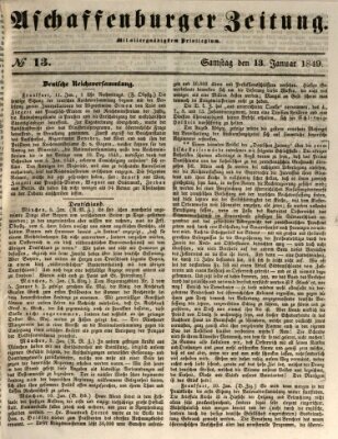 Aschaffenburger Zeitung Samstag 13. Januar 1849