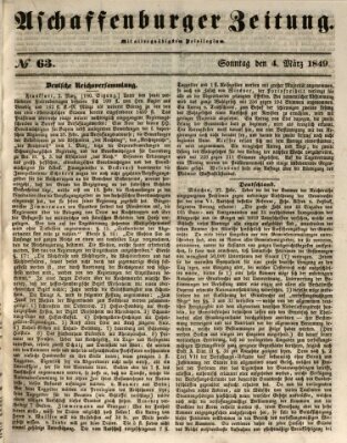 Aschaffenburger Zeitung Sonntag 4. März 1849